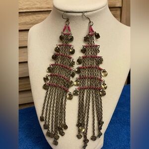 Bohemian Pink and Bronze Chandelier Earrings